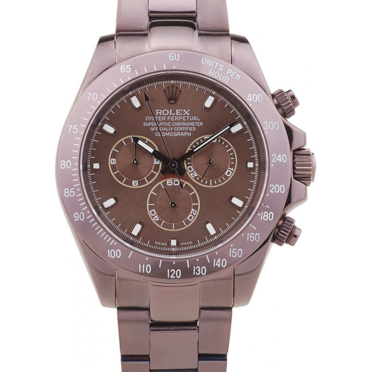 Aaa replica watch Dial Rolex Steel 7477 Brown Bezel Daytona Copper Stainless 1014
